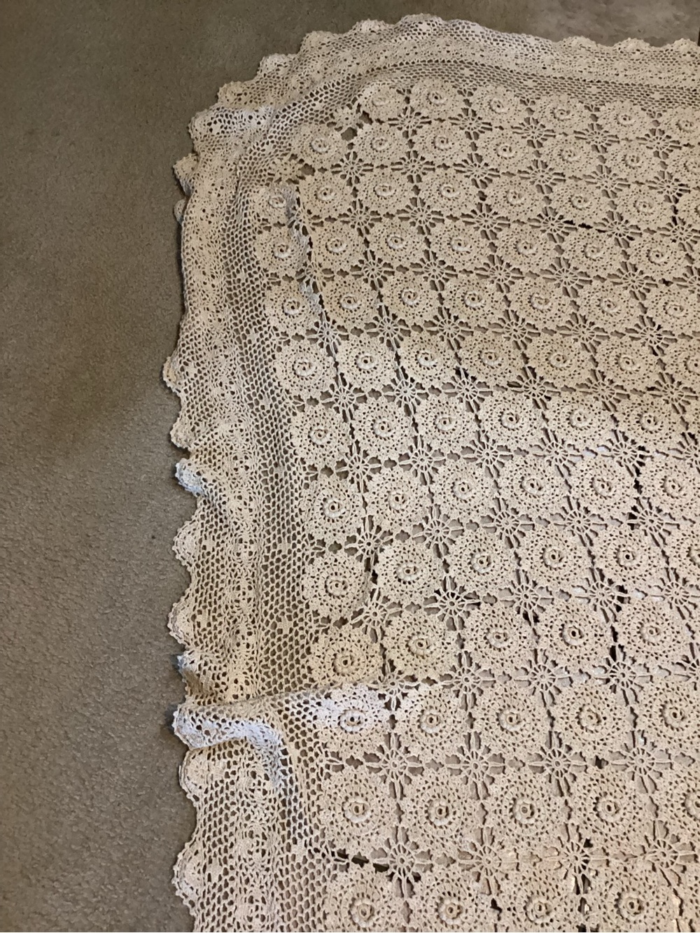 Crocheted Lace Throw Blanket in Cream - Picture 4 of 7